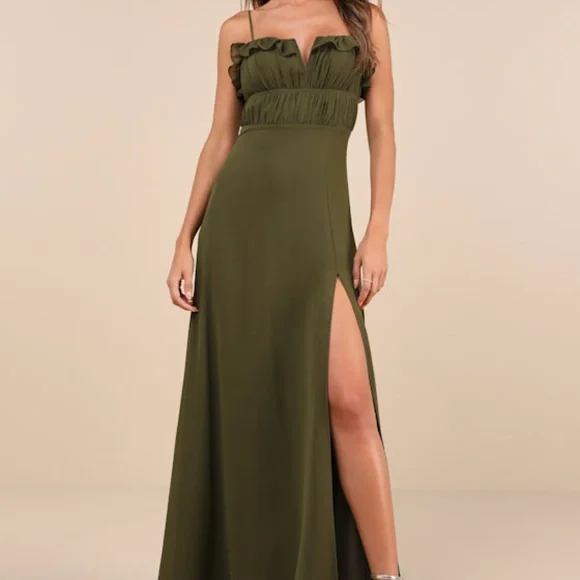 Lulus | Dresses | Lulus Exemplary Beauty Olive Green Sleeveless Tieback  Maxi Dress Size L | Poshmark